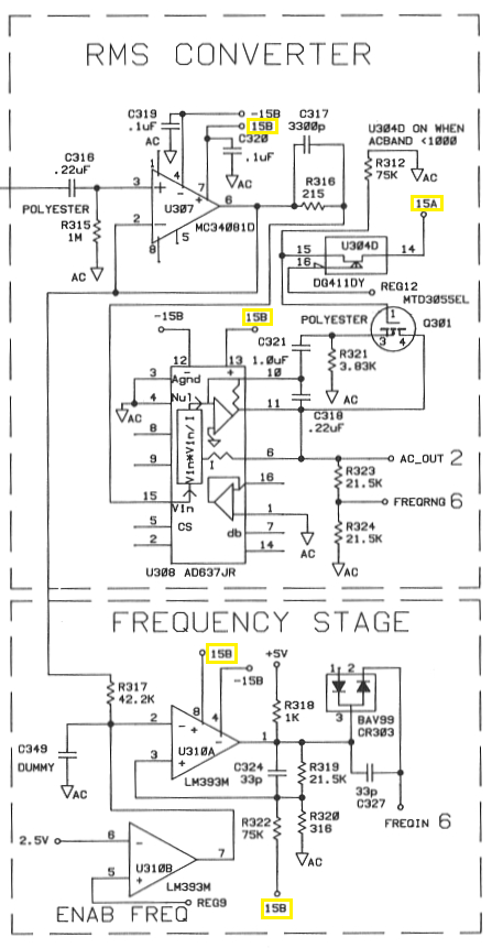 HP 34401A RMS转换器原理图