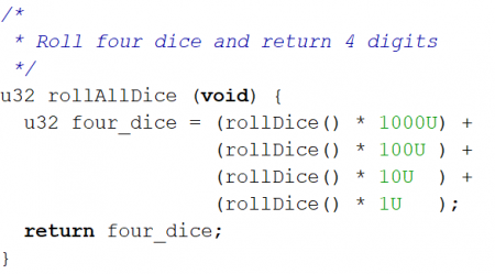 rolldice（）函数的代码示例