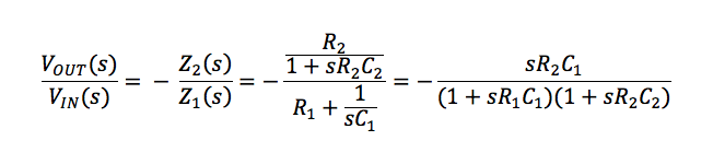 运算放大器差异化电路传递函数方程式