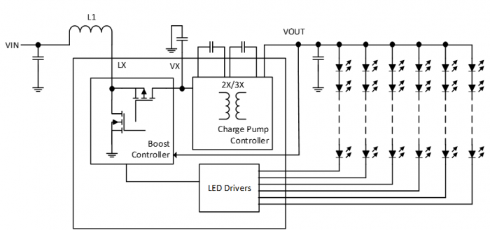 LED升压架构的电路图