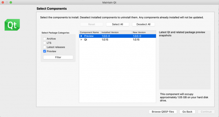 显示桌面平台二进制文件的Qt 6.0窗口截图