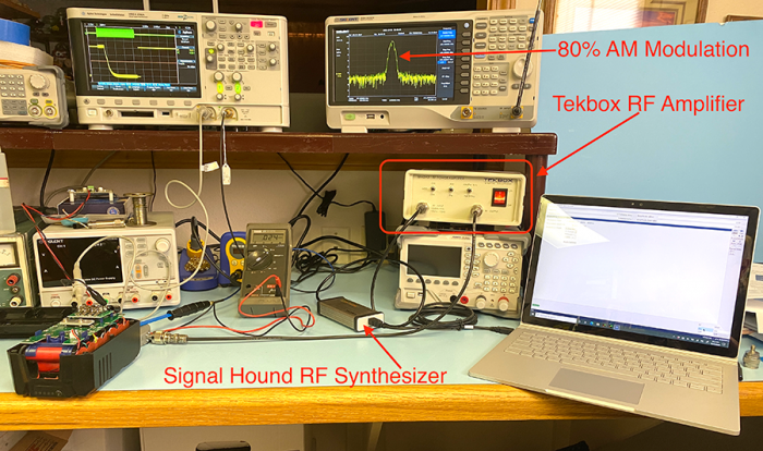 电池管理系统RF免疫检测的测试设置的照片