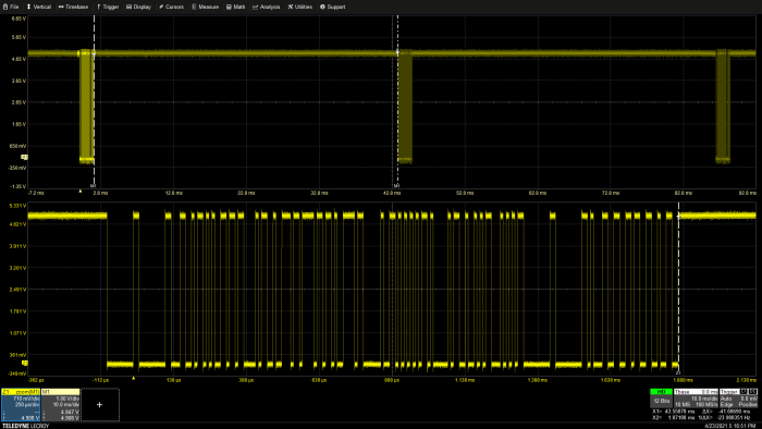 示波器获取UART信号数据包的屏幕截图